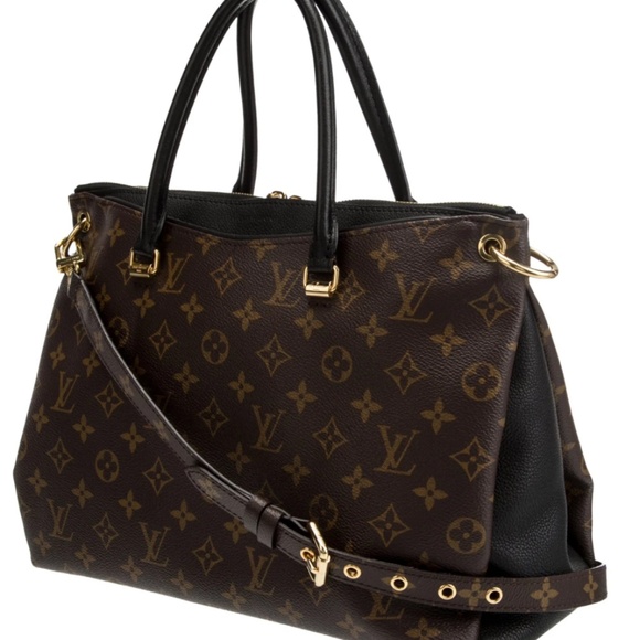 LOUIS VUITTON - DOUBLE BLACK LEATHER PALLAS BAG MM - Picture 2 of 3